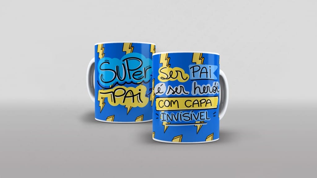 ARTE PARA CANECA SUPER PAI - SER PAI É SER HERÓI DE CAPA INVISÍVEL-2550