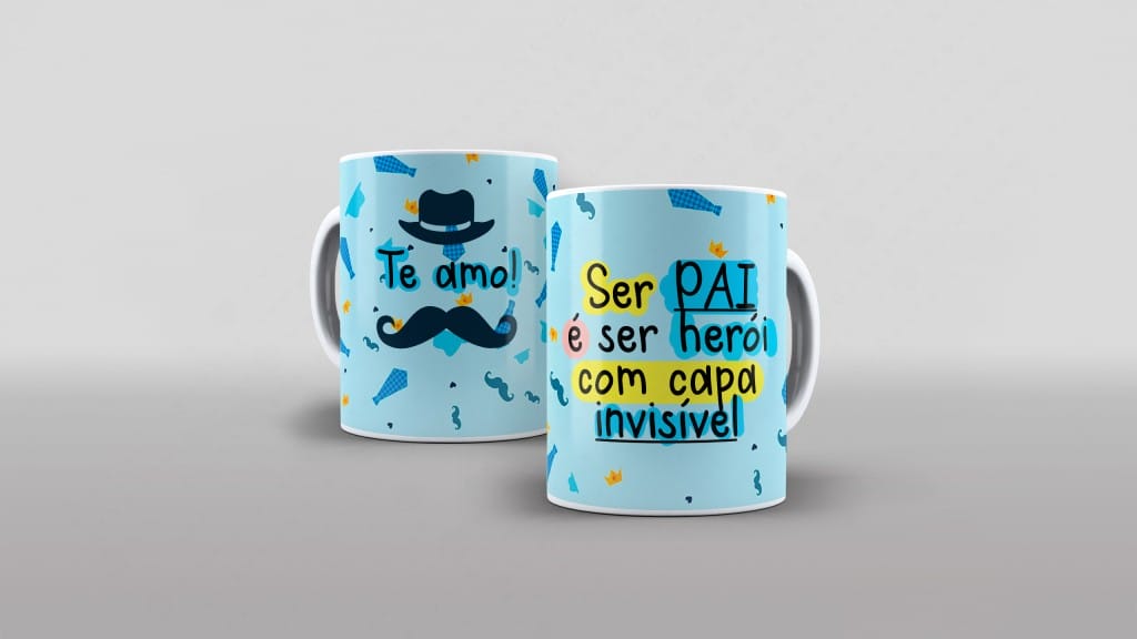 ARTE PARA CANECA SER PAI É SER HERÓI COM CAPA INVISÍVEL-2616