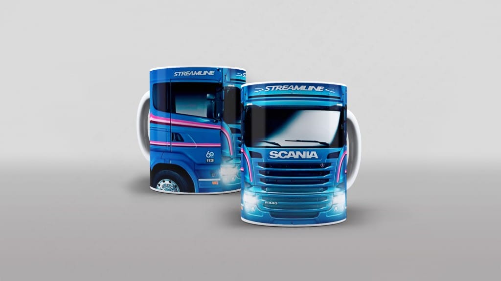 ARTE PARA CANECA CAMINHÃO SCANIA AZUL-2672