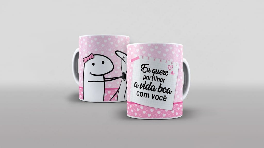 ARTE PARA CANECA - FLORK - EU QUERO PARTILHAR A VIDA BOA COM VOCÊ-2710