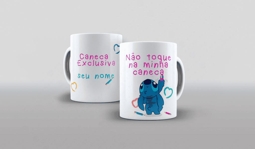 ARTE CANECA NÃO TOQUE NA MINHA CANECA - STITCH-2932