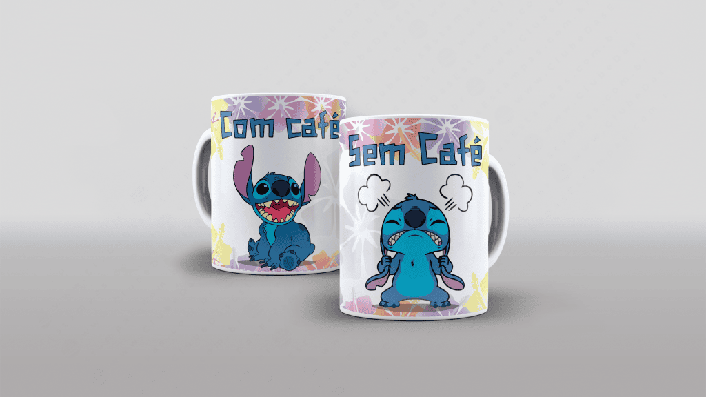 ARTE PARA CANECA - COM CAFÉ E SEM CAFÉ - STITCH-2933