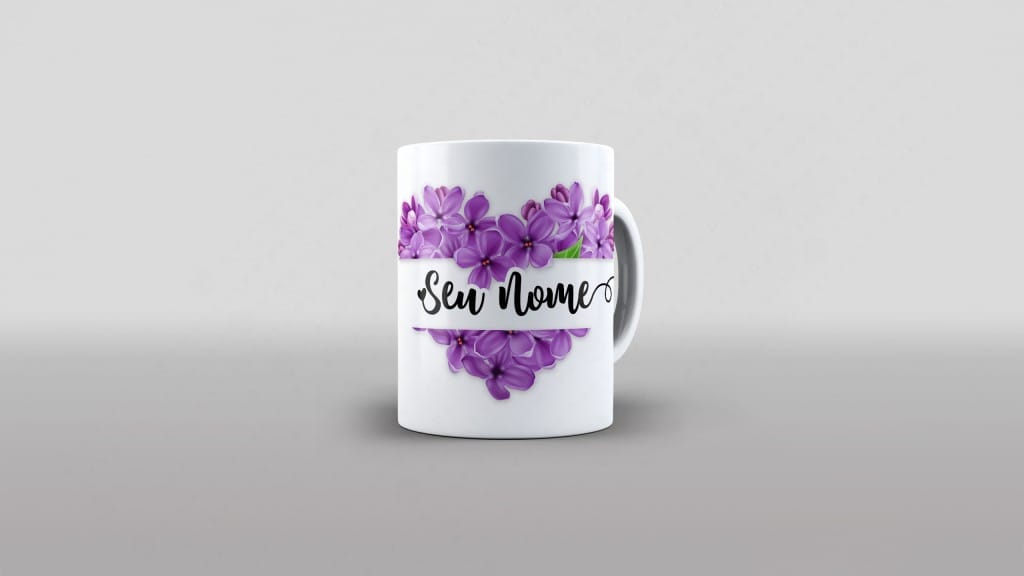 ARTE PARA CANECA CORAÇÃO FLORES LILAS-3227