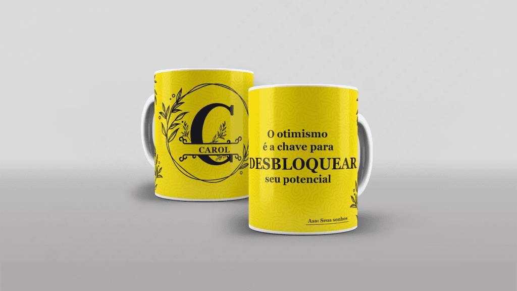 ARTE PARA CANECA COM NOME - O OTIMISMO É A CHAVE...-3253