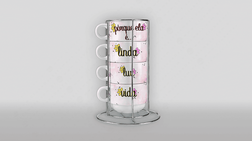 ARTE PARA TORRE DE CANECAS/XÍCARAS - FELIZ DIA MÃE - PORQUE ELA É LINDA, LUZ, VIDA...-3598