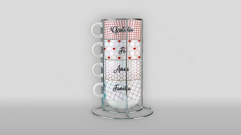 ARTE PARA TORRE DE CANECAS/XÍCARAS - GRATIDÃO, FÉ, AMOR, FAMÍLIA...-3608