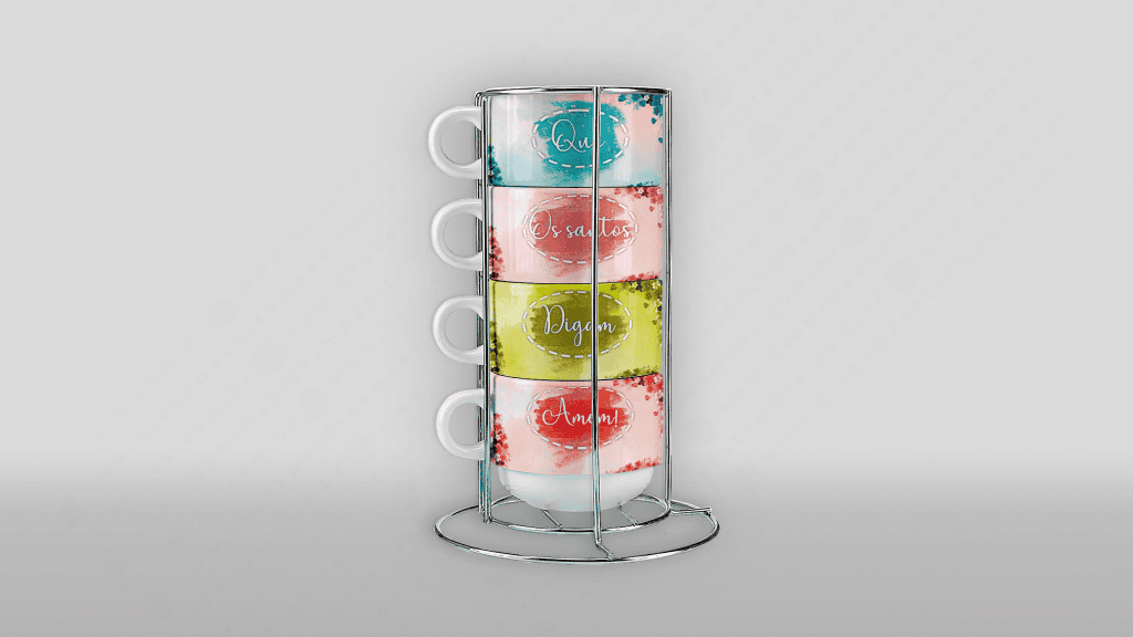 ARTE PARA TORRE DE CANECAS/XÍCARAS - QUE OS SANTOS DIGAM AMÉM-3610