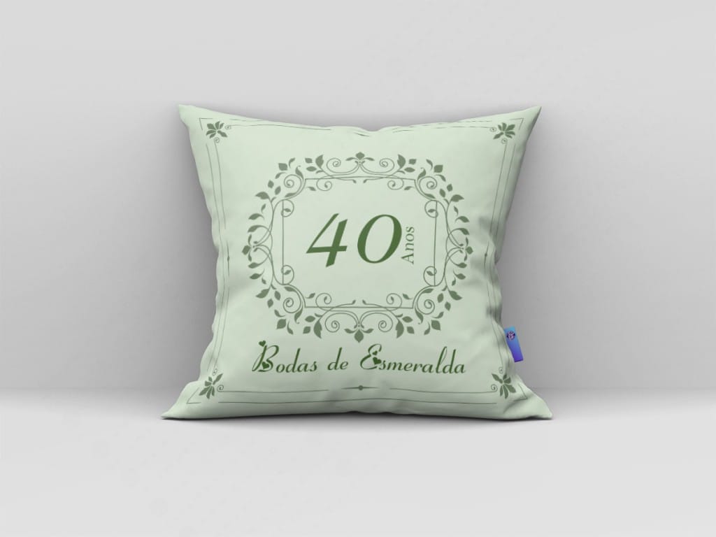 ARTE PARA ALMOFADA - BODAS DE ESMERALDA - 40 ANOS-3637