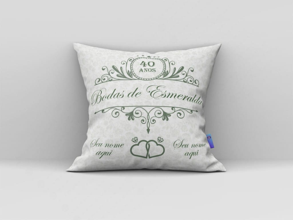 ARTE PARA ALMOFADA - BODAS DE ESMERALDA - 40 ANOS-3638