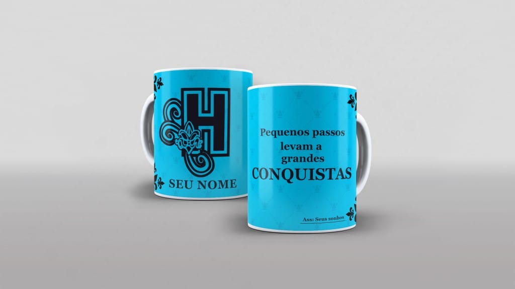 ARTE PARA CANECA - ALFABETO NOVEMBRO AZUL LETRA H-3693