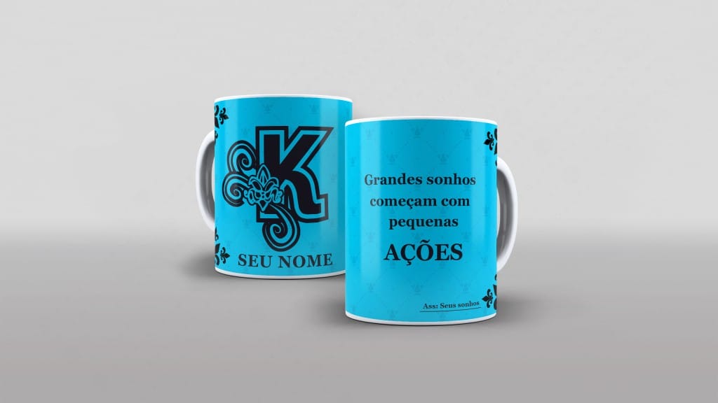 ARTE PARA CANECA - ALFABETO NOVEMBRO AZUL LETRA K-3696