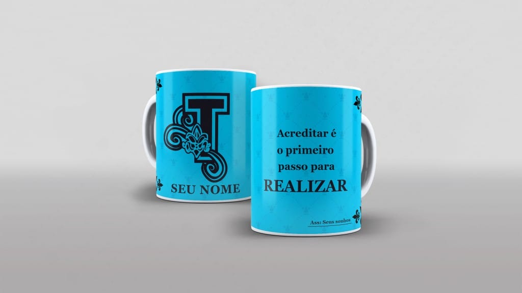 ARTE PARA CANECA - ALFABETO NOVEMBRO AZUL LETRA T-3705