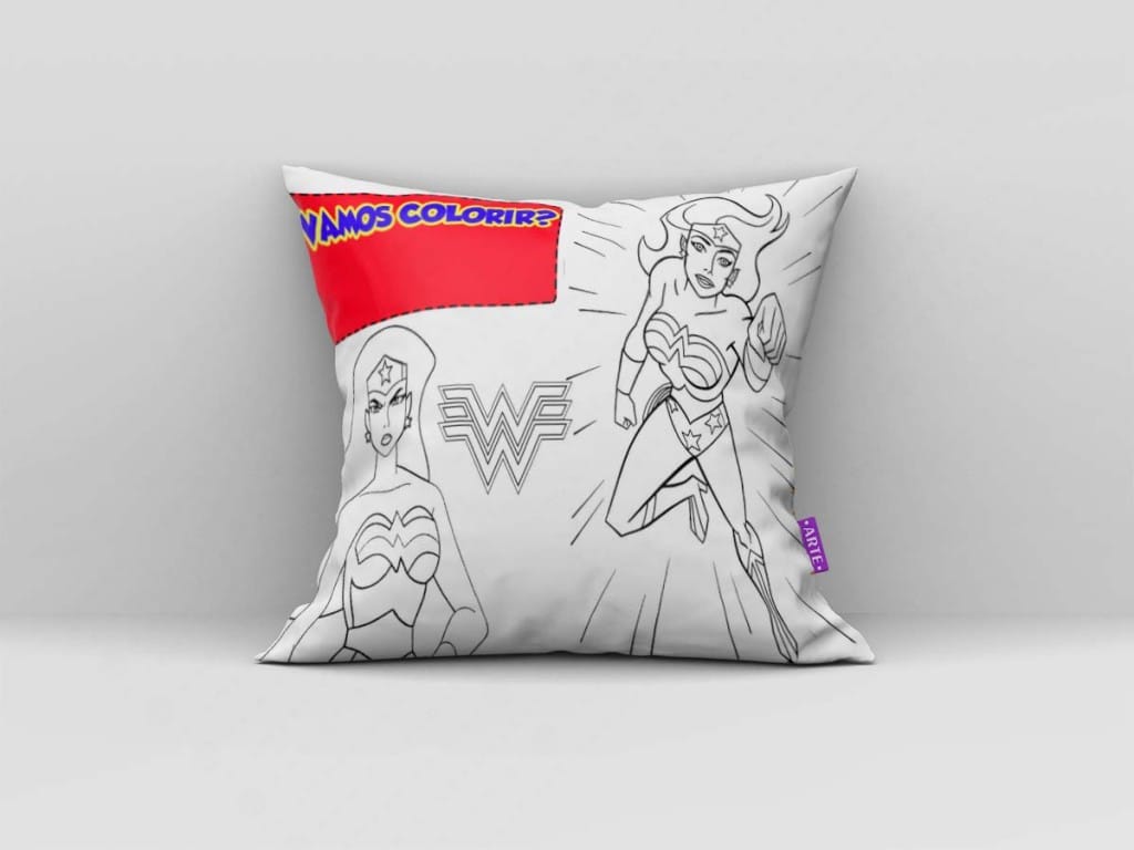 ARTE PARA ALMOFADA VAMOS COLORIR - MULHER MARAVILHA-3901