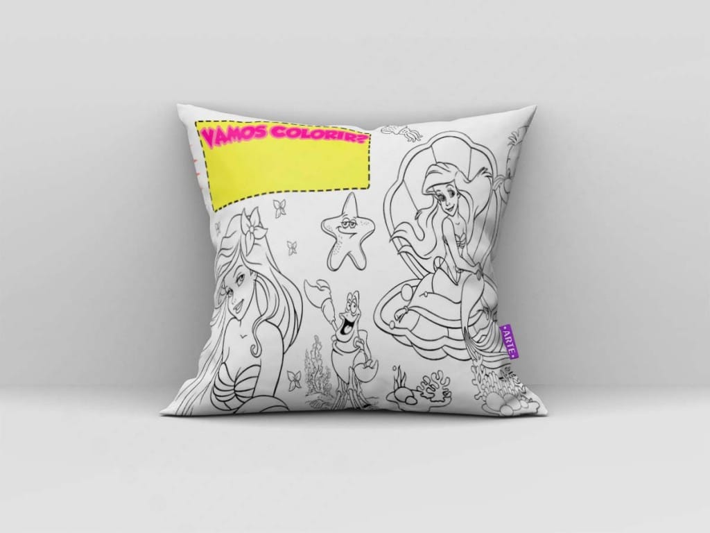 ARTE PARA ALMOFADA VAMOS COLORIR - A PEQUENA SEREIA-3908