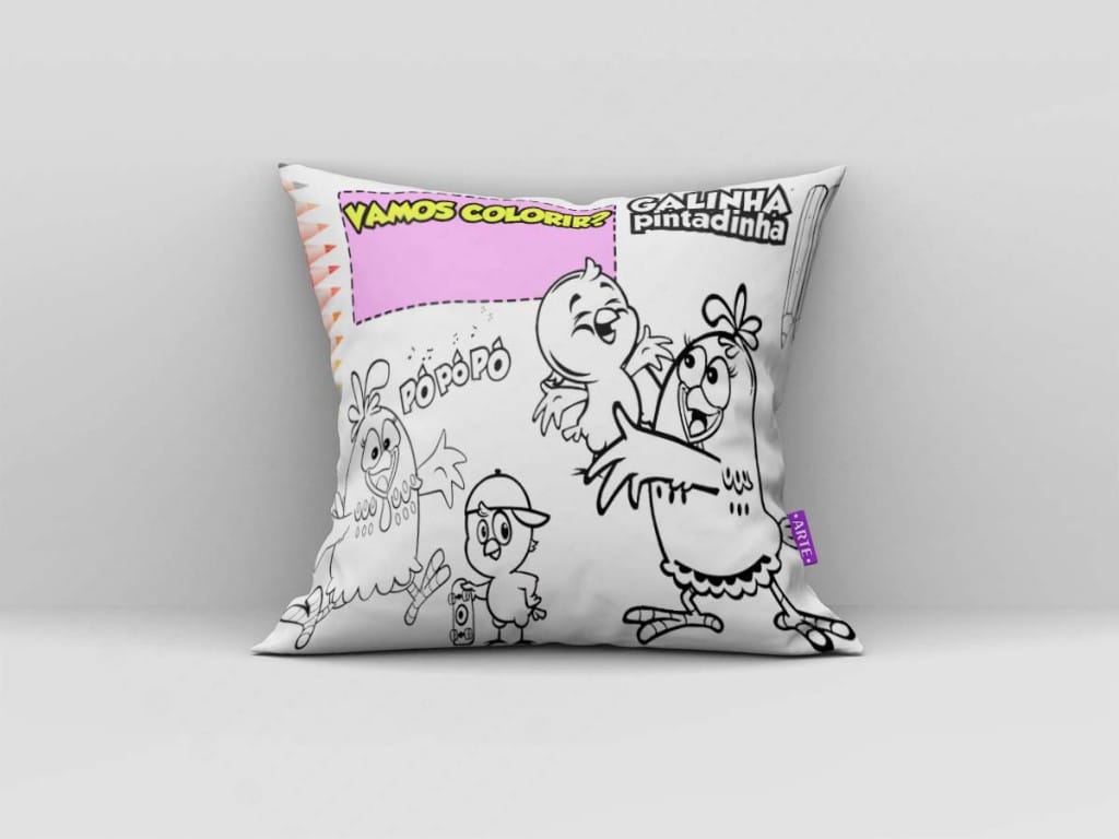 ARTE PARA ALMOFADA VAMOS COLORIR - GALINHA PINTADINHA-3912