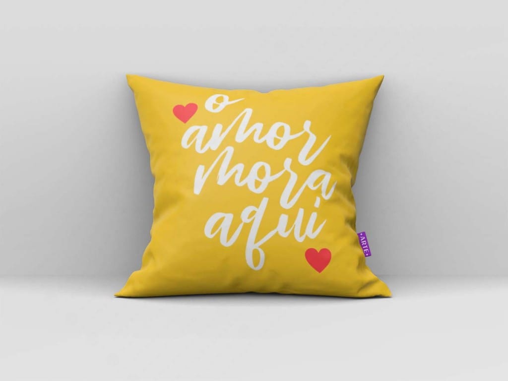 ARTE PARA ALMOFADA - KIT O AMOR MORA AQUI AMARELO GEOMÉTRICAS-4125