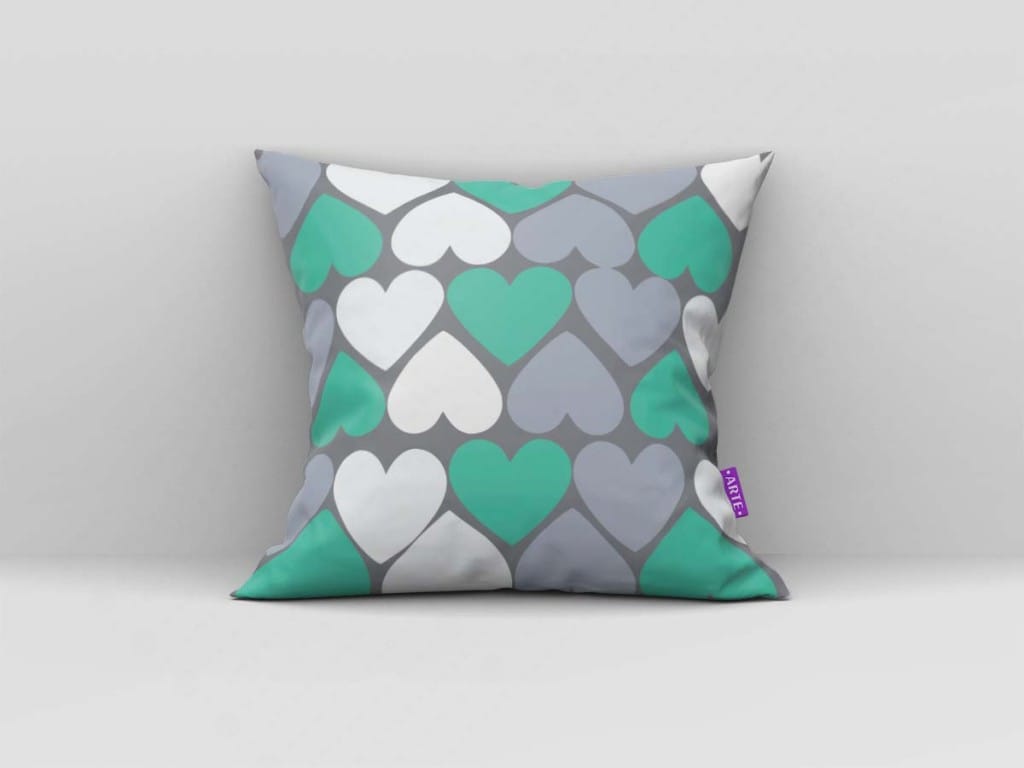 ARTE PARA ALMOFADA CORAÇÕES - KIT LAR É ONDE SEU CORAÇÃO ESTÁ VERDE CINZA E BRANCO-4309