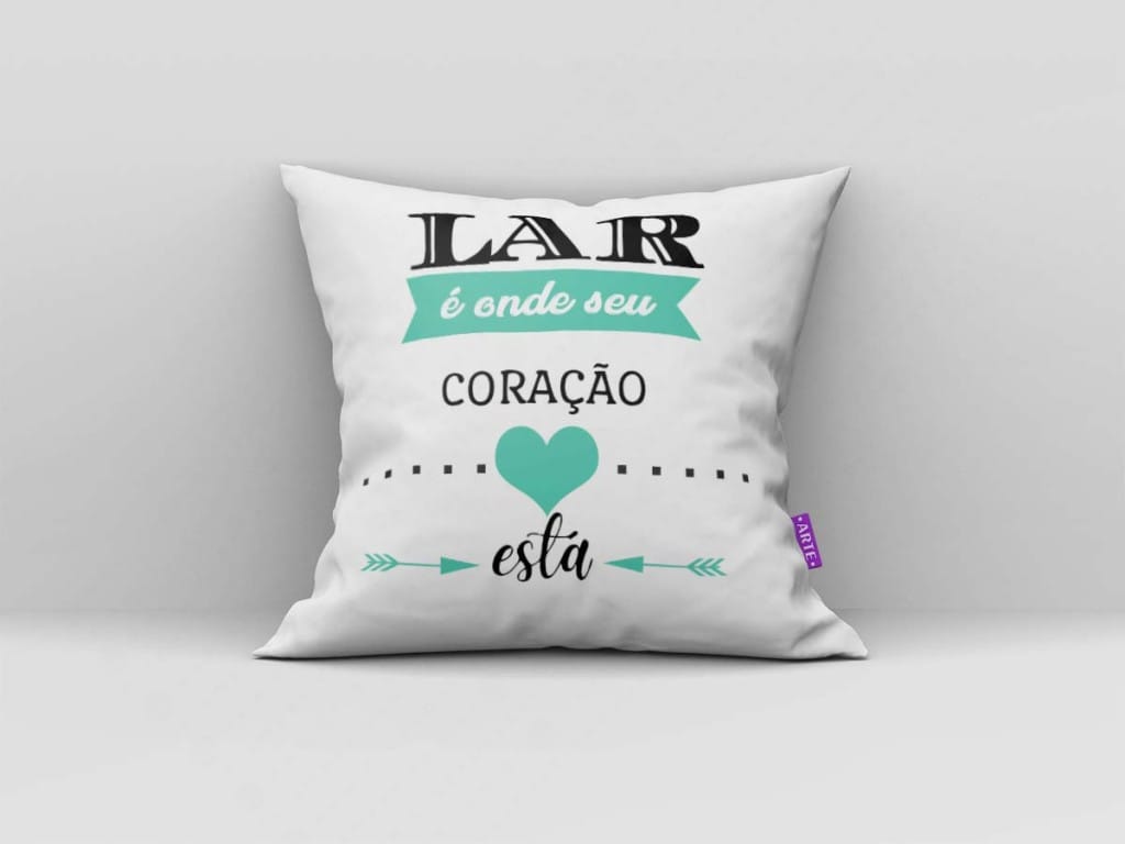 ARTE PARA ALMOFADA - KIT LAR É ONDE SEU CORAÇÃO ESTÁ VERDE CINZA E BRANCO-4310