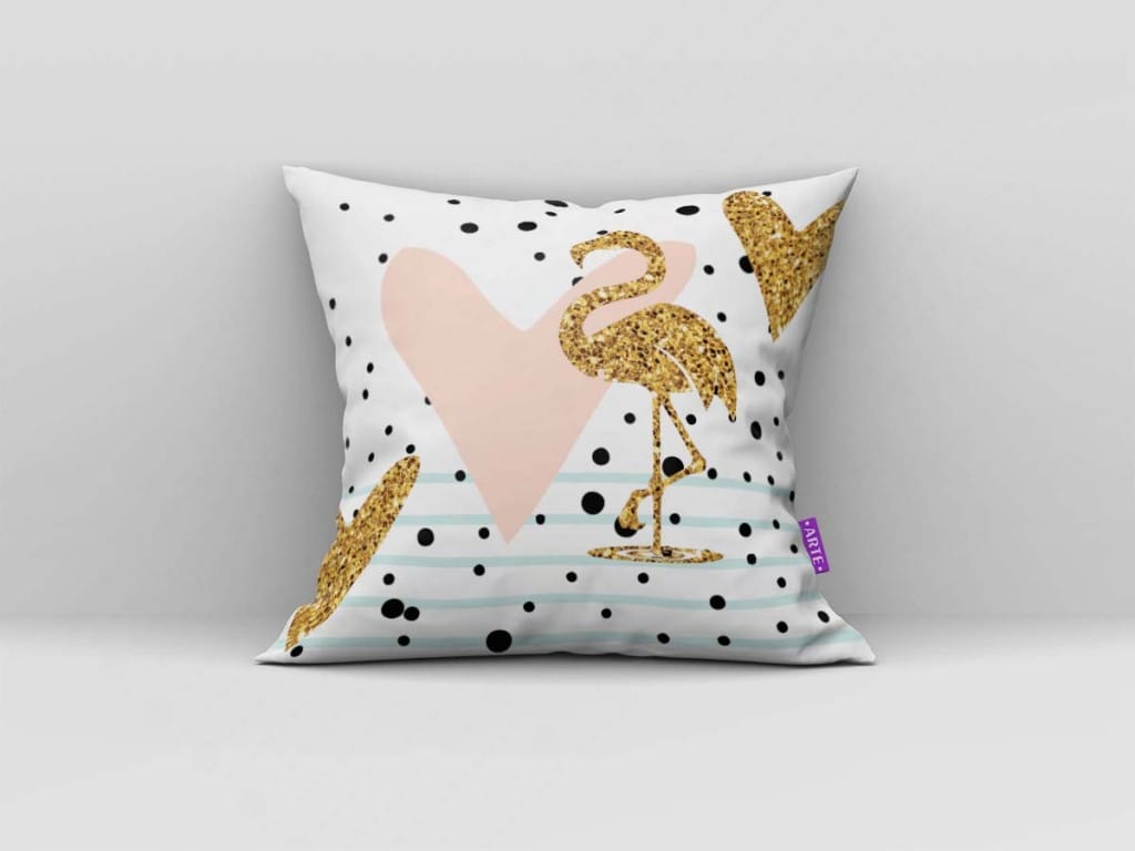 ARTE PARA ALMOFADA - KIT FLAMINGO DOURADO-4316