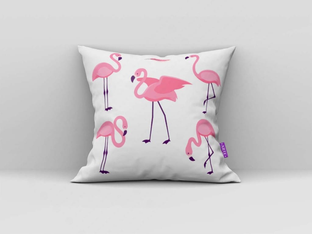 ARTE PARA ALMOFADA - KIT FLAMINGO COM FLORES E FOLHAS-4323