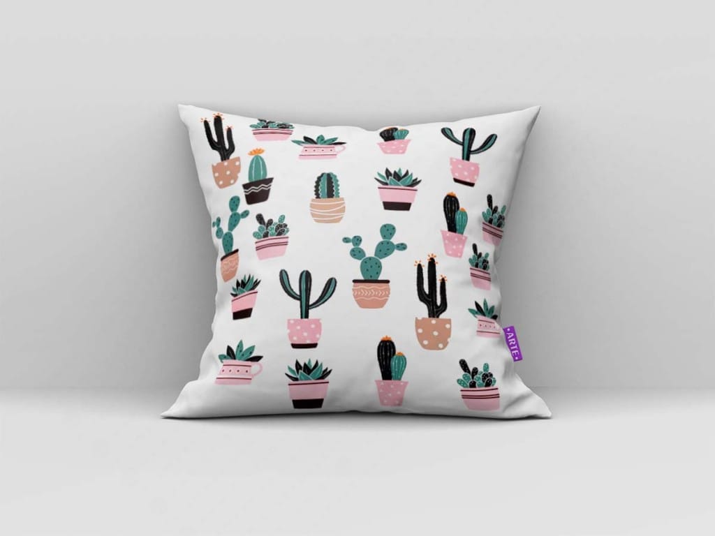 ARTE PARA ALMOFADA CACTOS - KIT PLANTAS E FORMAS GEOMÉTRICAS MODERNAS-4382