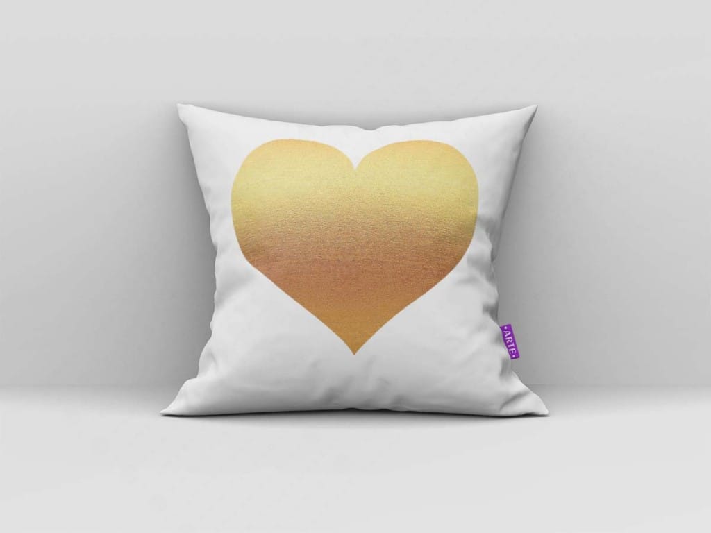 ARTE PARA ALMOFADA  - KIT CORAÇÃO DOURADO-4396