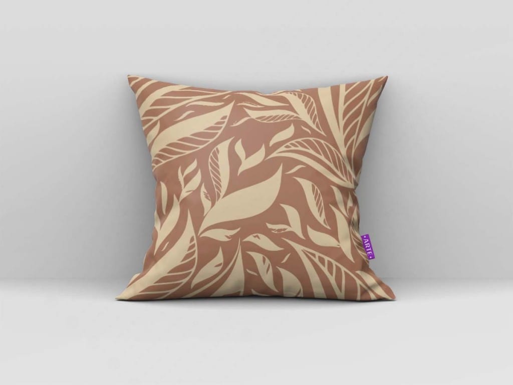 ARTE PARA ALMOFADA FOLHAS MARROM - KIT PLANTAS E GEOMÉTRICAS-4506