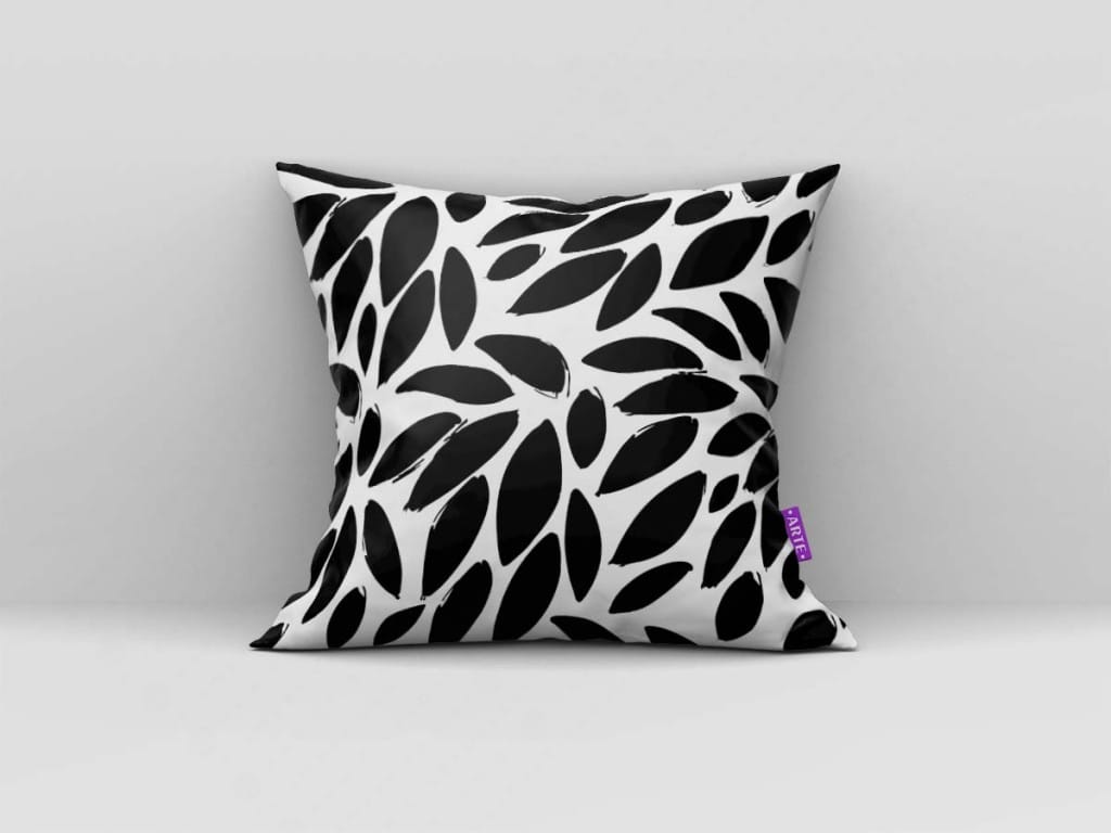 ARTE PARA ALMOFADA FOLHAS PRETO E BRANCO - KIT PLANTAS E GEOMÉTRICAS-4510