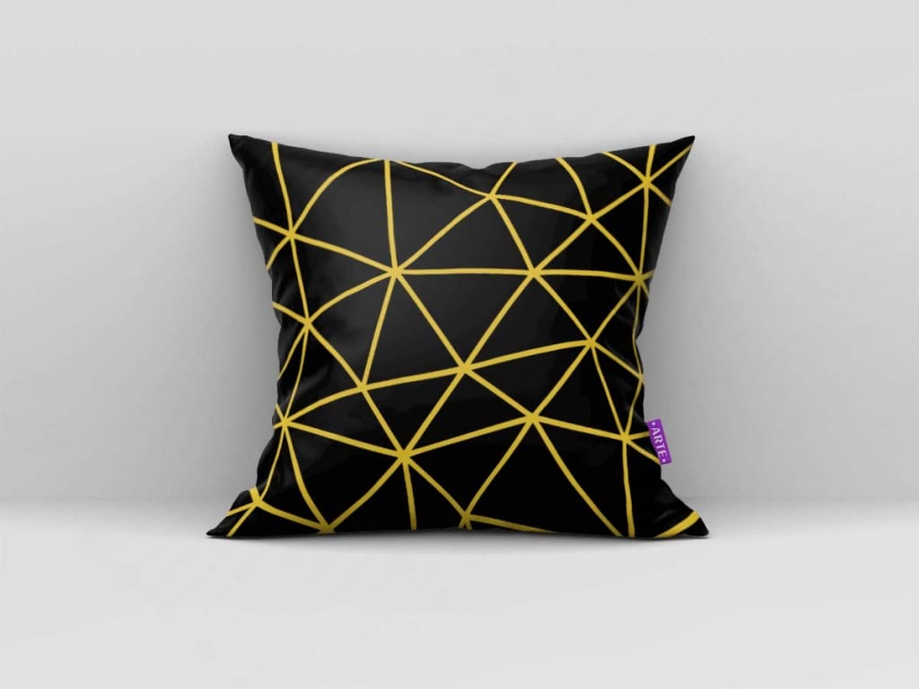 ARTE PARA ALMOFADA - KIT LOVE THIS GEOMÉTRICA MODERNA PRETO E AMARELO-4515