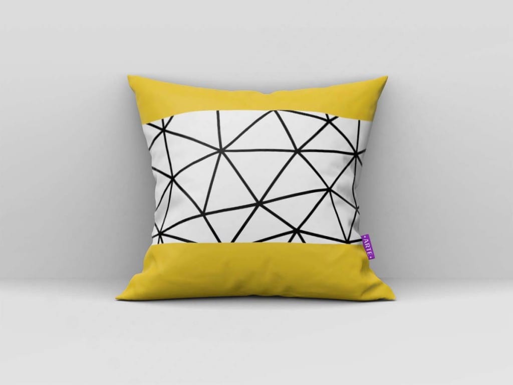 ARTE PARA ALMOFADA - KIT LOVE THIS GEOMÉTRICA MODERNA PRETO E AMARELO-4518