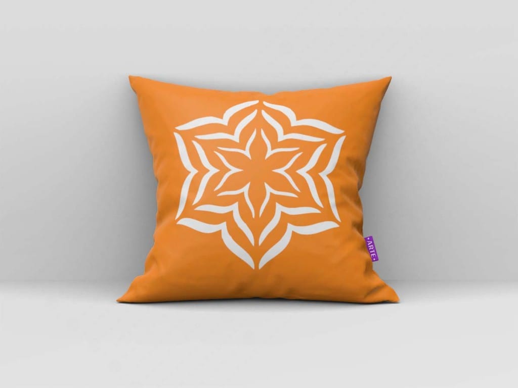 ARTE PARA ALMOFADA - KIT FLOR DE LÓTUS GEOMÉTRICAS LARANJA-4549