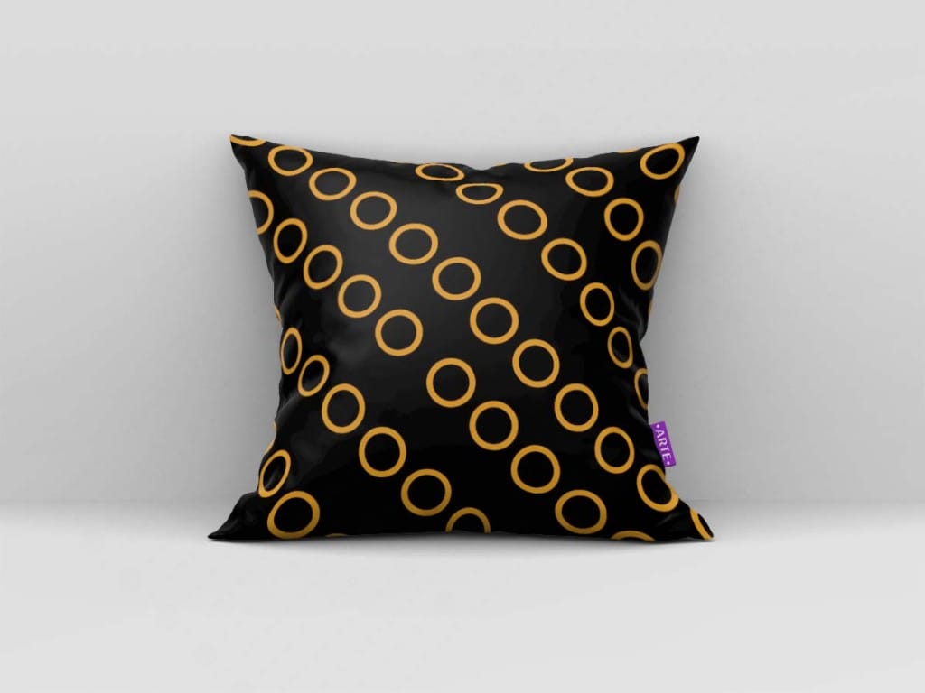 ARTE PARA ALMOFADA - KIT BOLINHAS PRETO E DOURADO-4575