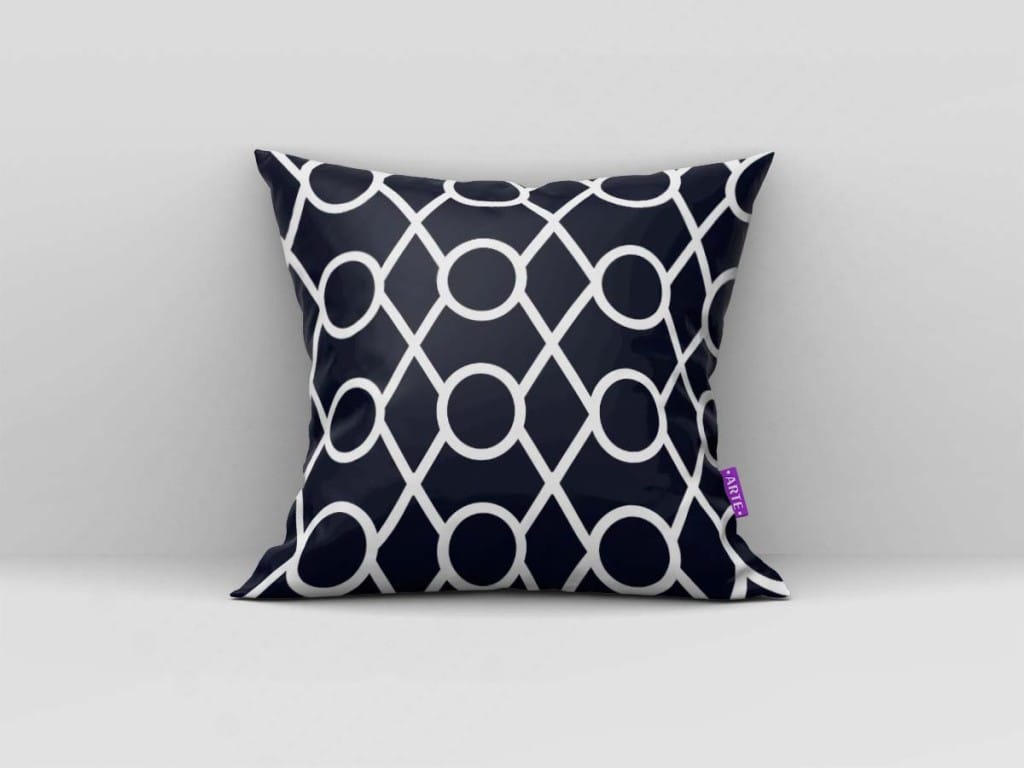 ARTE PARA ALMOFADA DE LOSANGOS E BOLINHAS - KIT GEOMÉTRICA MODERNA PRETO E BRANCO-4593
