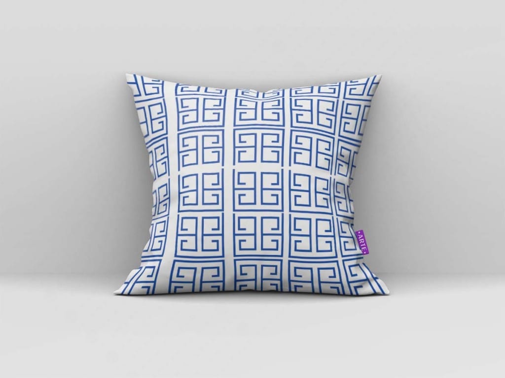 ARTE PARA ALMOFADA EGÍPCIA - KIT GEOMÉTRICA MODERNA AZUL E BRANCO-4599