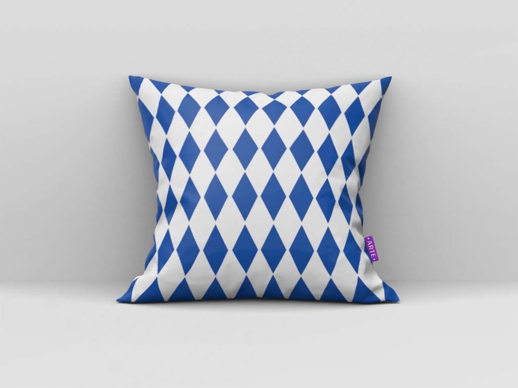 ARTE PARA ALMOFADA DE LOSANGOS - KIT GEOMÉTRICA MODERNA AZUL E BRANCO-4600