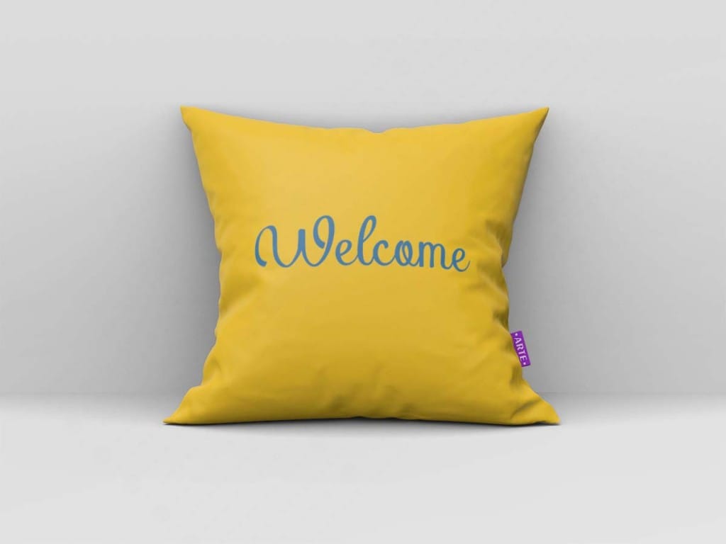 ARTE PARA ALMOFADA - KIT WELCOME LOVE GEOMÉTRICAS AZUL E AMARELO-4620