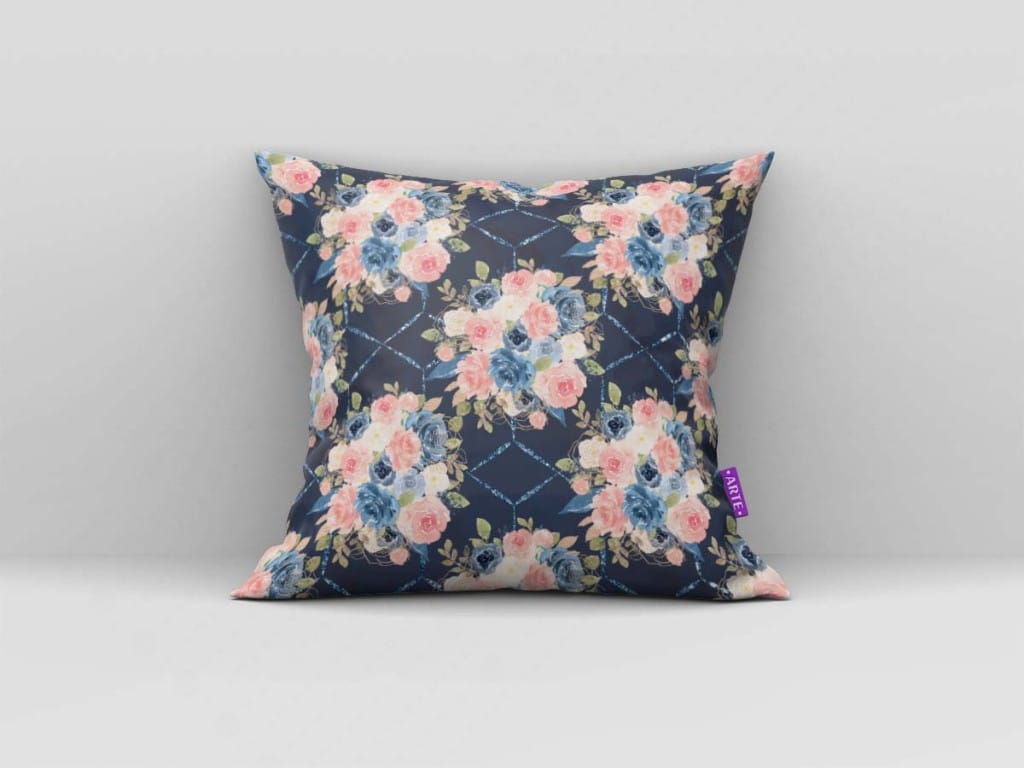 ARTE PARA ALMOFADA - KIT FLORES AZUL E ROSA-4635