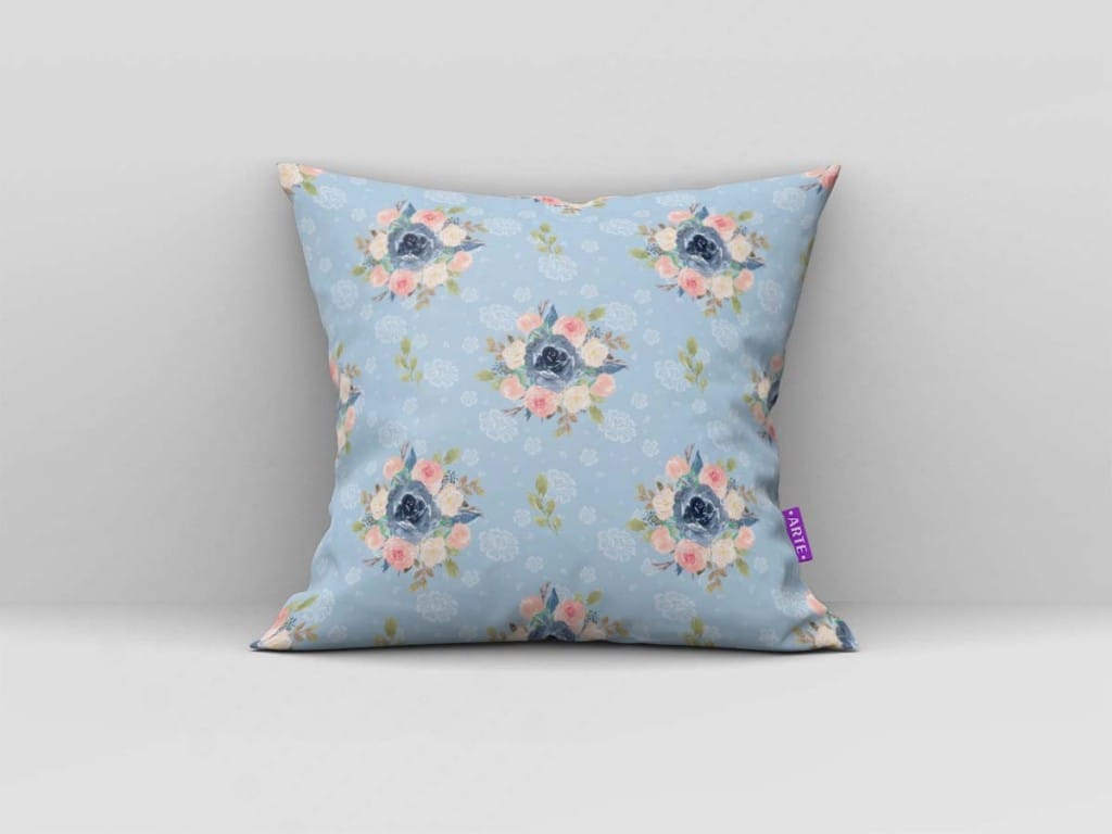 ARTE PARA ALMOFADA - KIT FLORES AZUL E ROSA-4637