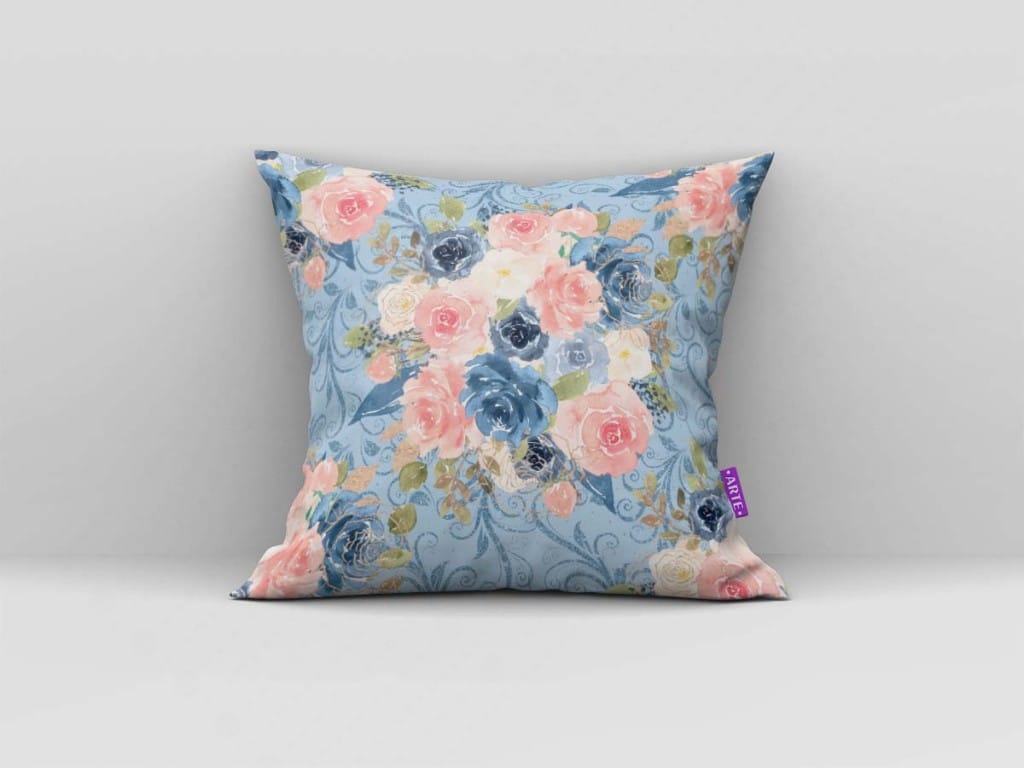 ARTE PARA ALMOFADA - KIT FLORES AZUL E ROSA-4642