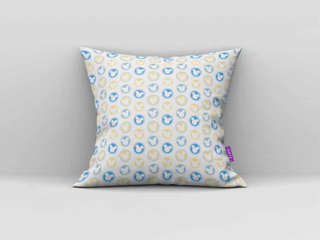 ARTE PARA ALMOFADA DE BOLINHAS COM MINIATURAS  - KIT BABY MICKEY MOUSE BLUE YELLOW DIGITAL -4763