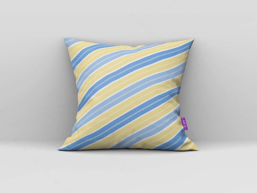 ARTE PARA ALMOFADA COM LISTRAS EM DIAGONAL - KIT BABY MICKEY MOUSE BLUE YELLOW DIGITAL-4773