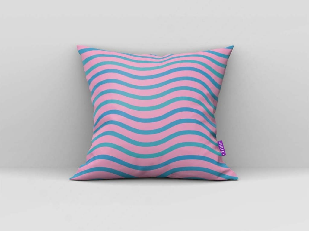 ARTE PARA ALMOFADA DE LINHAS ONDULADAS ROSA COM FUNDO VERDE - KIT BUBBLE GUPPIES DIGITAL PA-4835