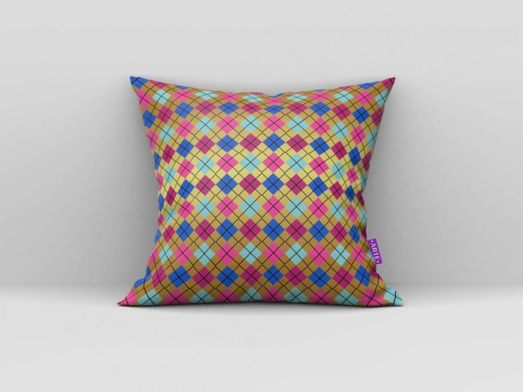 ARTE PARA ALMOFADA XADREZ COLORIDA COM FUNDO DEGRADÊ - KIT FROZEN PRINCESS ANNA DIGITAL PAP-5060