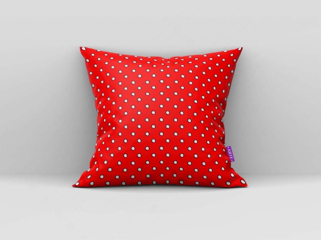 ARTE PARA ALMOFADA DE BOLINHAS BRANCAS COM FUNDO VERMELHO - KIT EL GATO EMSOMBRERADO DIGITA-5071