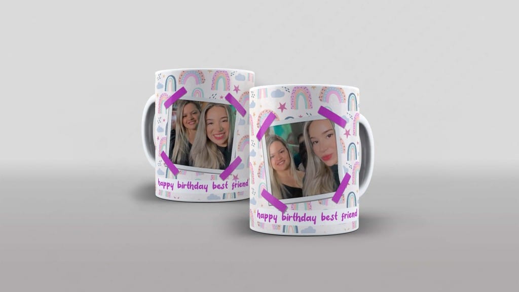 ARTE CANECA - MOLDURA (FELIZ ANIVERSÁRIO AMIGA-5104