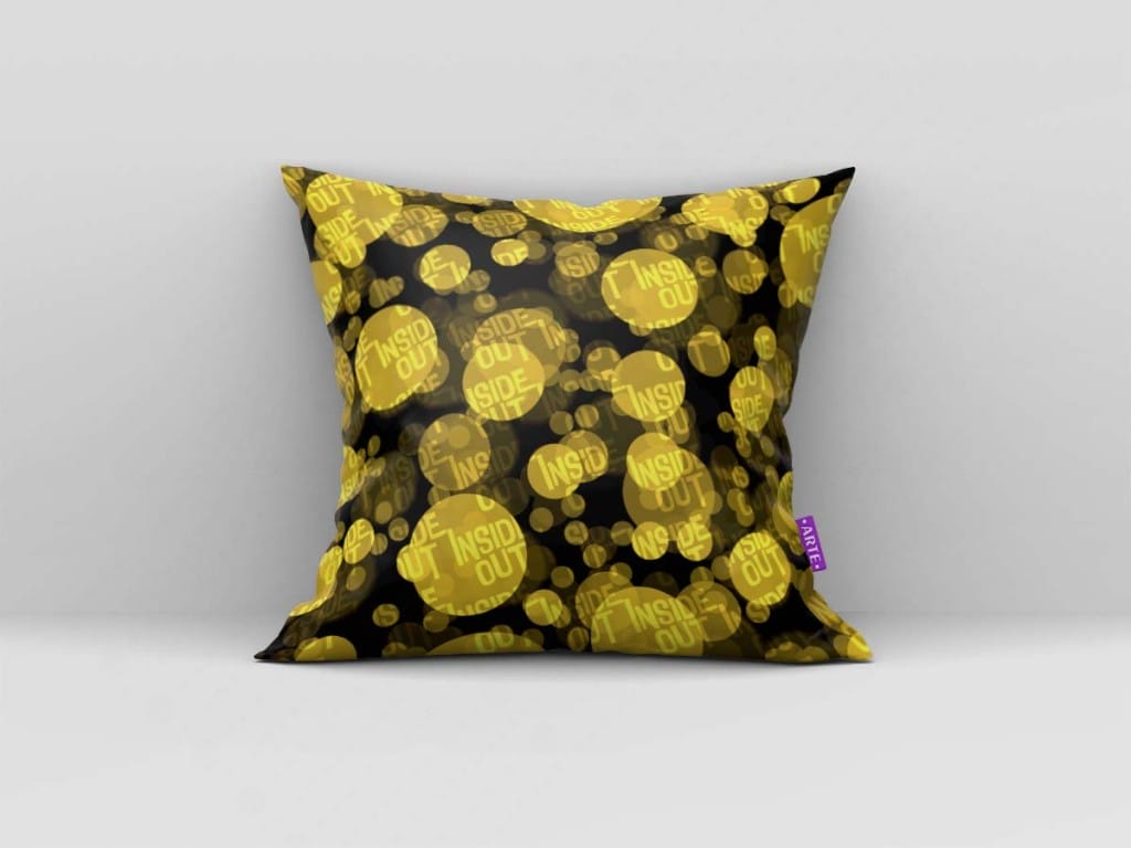 ARTE PARA ALMOFADA DE CÍRCULOS AMARELOS COM LETRAS - KIT INSIDE OUT-5134