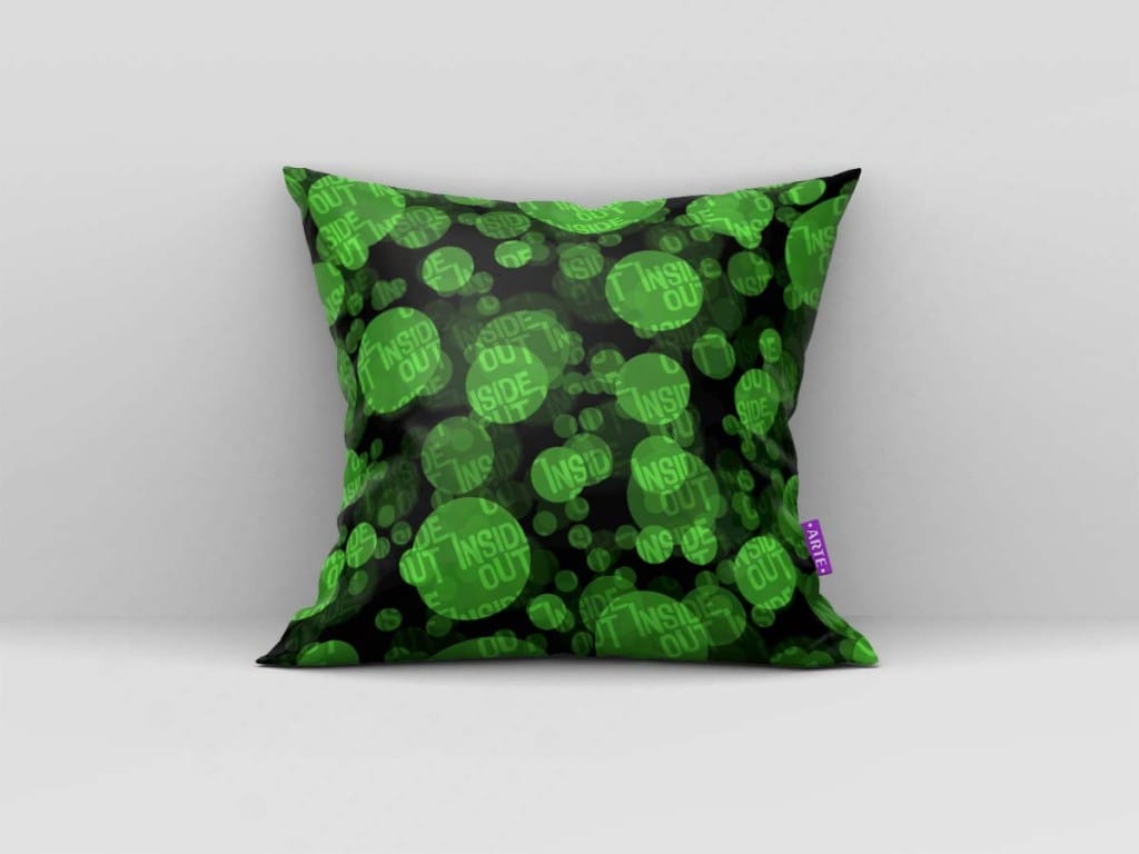 ARTE PARA ALMOFADA DE CÍRCULOS VERDES COM LETRAS - KIT INSIDE OUT-5135