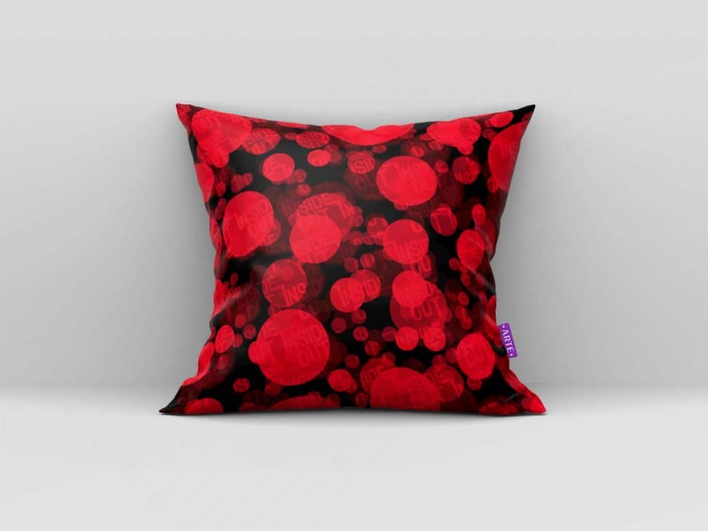 ARTE PARA ALMOFADA DE CÍRCULOS VERMELHOS COM LETRAS - KIT INSIDE OUT-5136