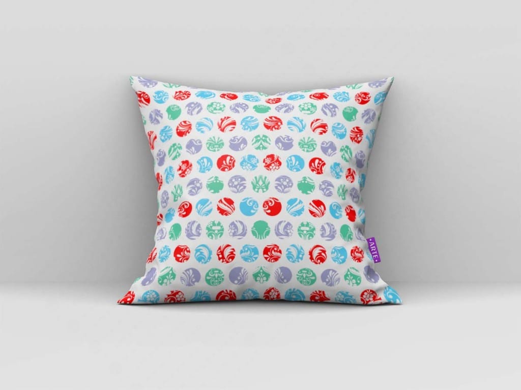 ARTE PARA ALMOFADA DE BOLINHAS ORNAMENTAIS E PLANTAS - KIT A PEQUENA SEREIA PAPEL-5191