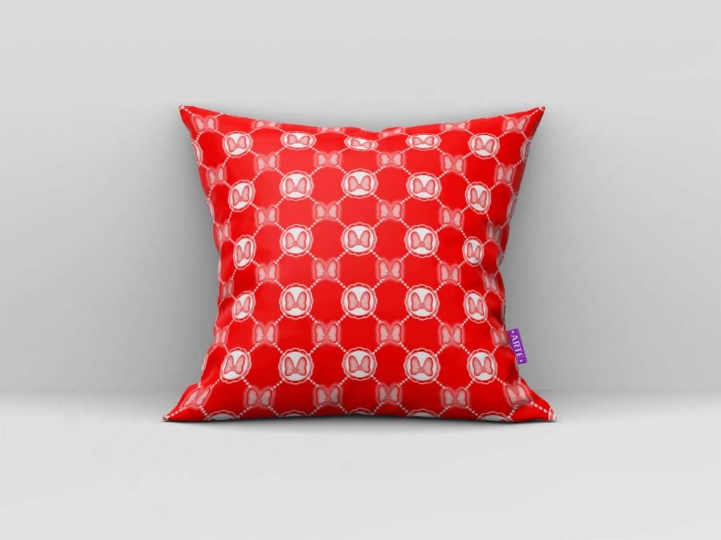 ARTE PARA ALMOFADA XADREZ - KIT MINNIE MOUSE PAPEL DIGITAL VERMELHO-5326
